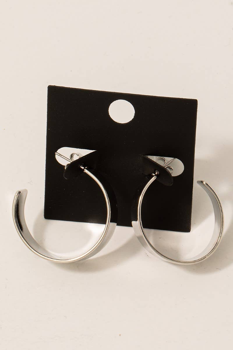 Gold Dipped 1.25 Inch Flat Hoop Earrings: SILVER