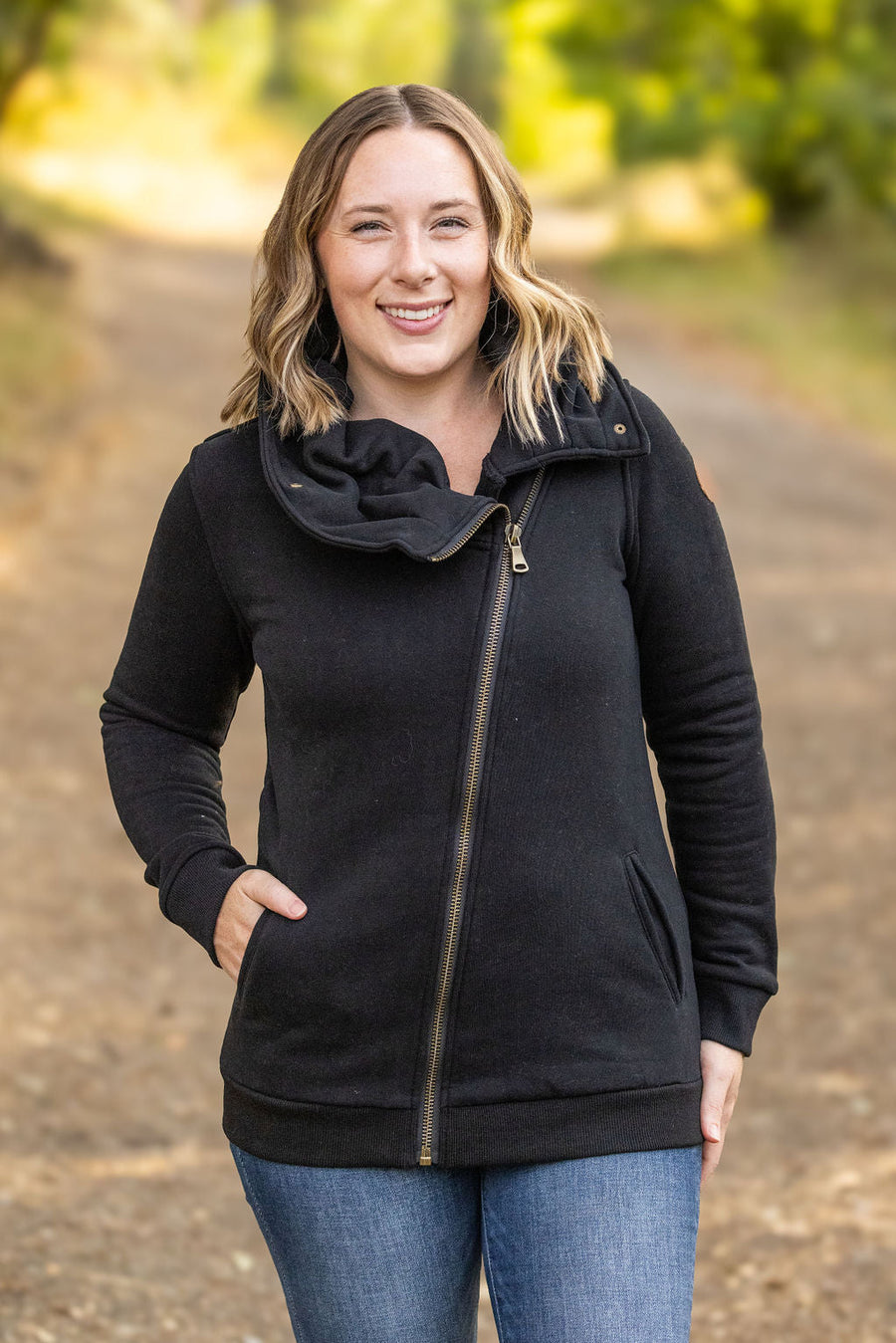 IN STOCK Quinn ZipUp Cowl - Black | Women's Hoodie