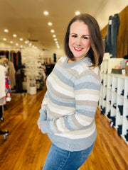 Gray Stripe Color Block Sweater