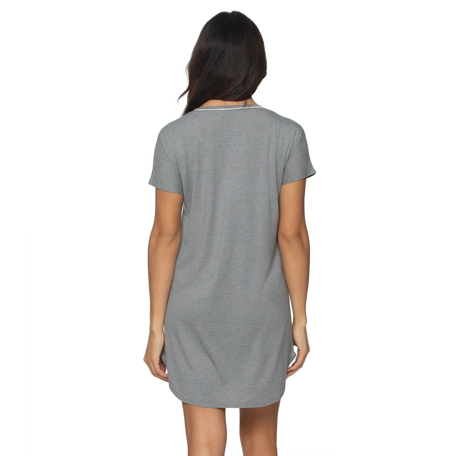 Jessie Stretch Jersey Dolman Sleep Shirt - Heather Silver: Heather Silver Filigree