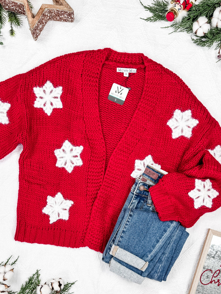 IN STOCK Snowflake Cardigan - Red FINAL SALE