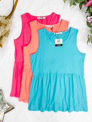 IN STOCK Renee Ruffle Tank - Neon Coral