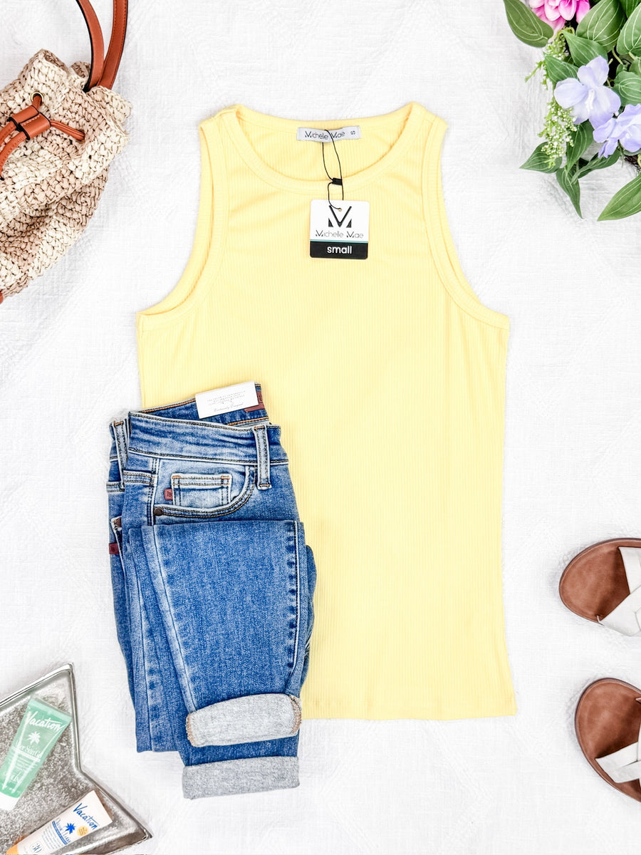 IN STOCK Tara Ribbed Tank - Yellow