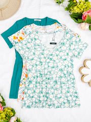 IN STOCK Sarah Ruffle Short Sleeve - Green Floral