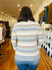 Gray Stripe Color Block Sweater