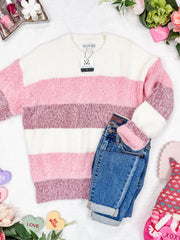 Cozy Block Sweater - VDay Stripes