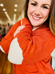 Elbow Patch Cardigan- Pumpkin