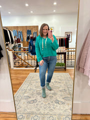 Lucky Gal Hooded Sweater- Emerald Green