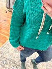 Lucky Gal Hooded Sweater- Emerald Green