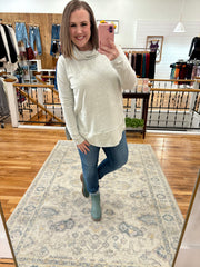 Cowl Neck Tunic Sweater- Gray