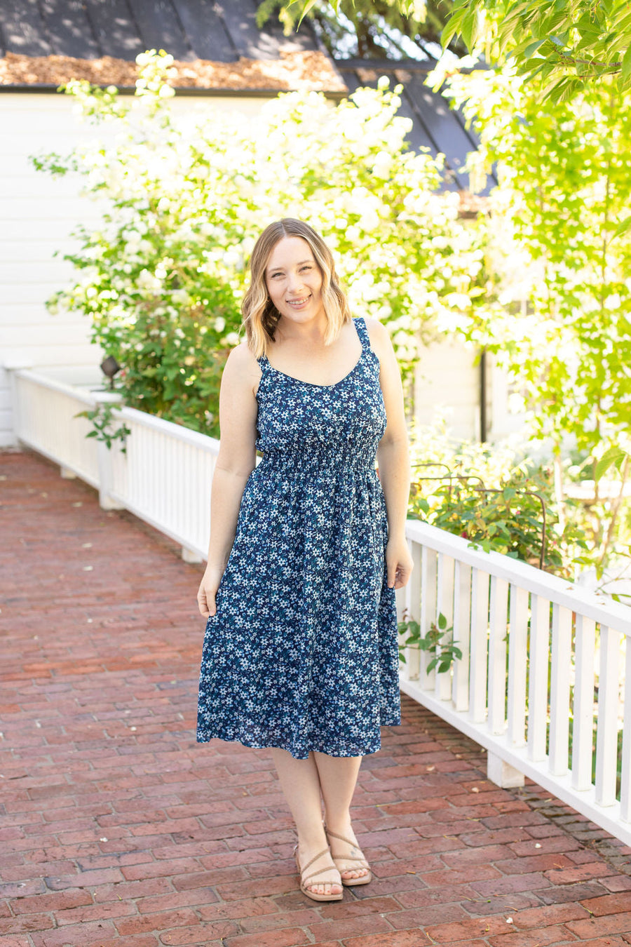 IN STOCK Cassidy Midi Dress - Blue Floral Mix