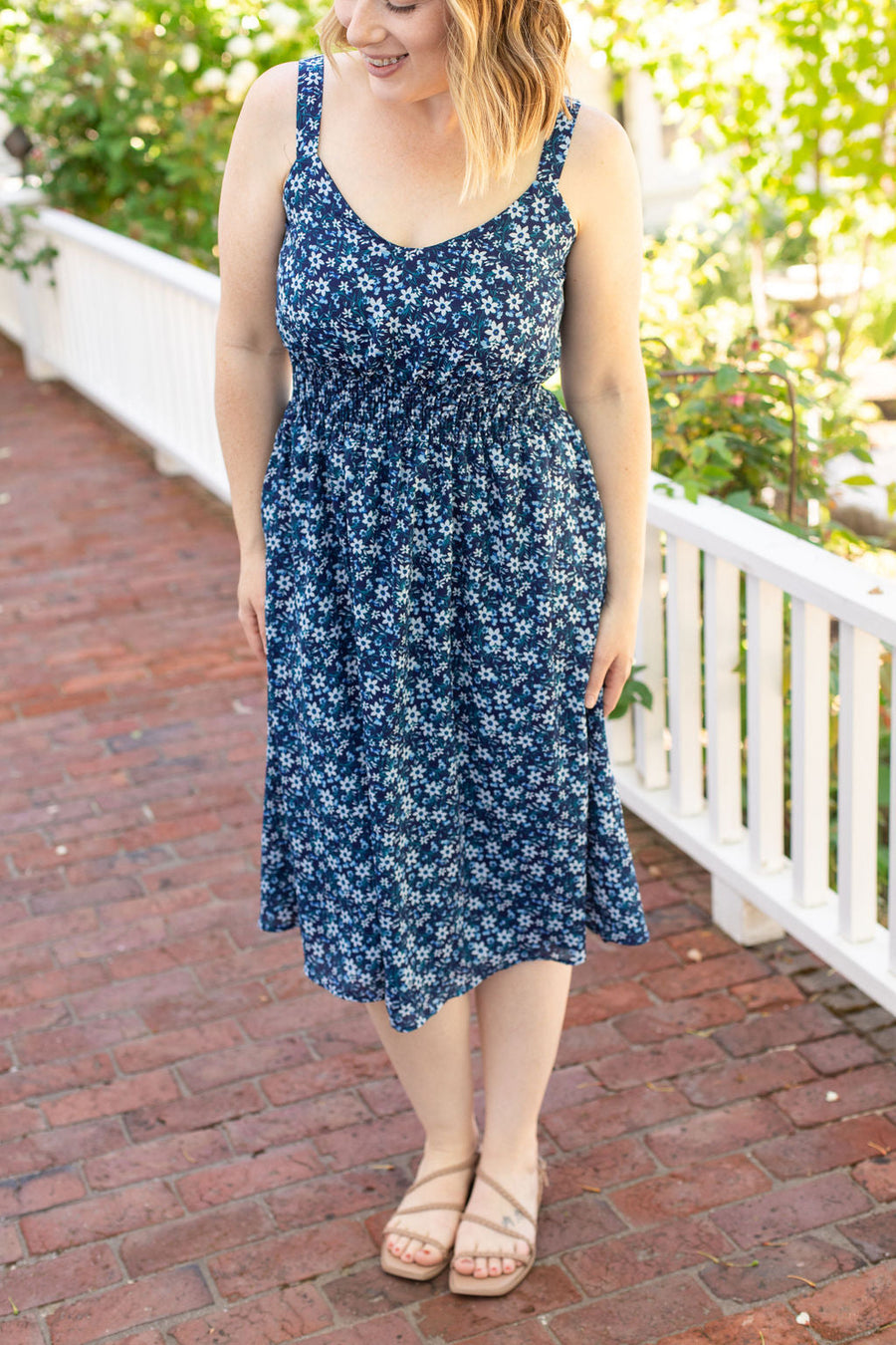 IN STOCK Cassidy Midi Dress - Blue Floral Mix