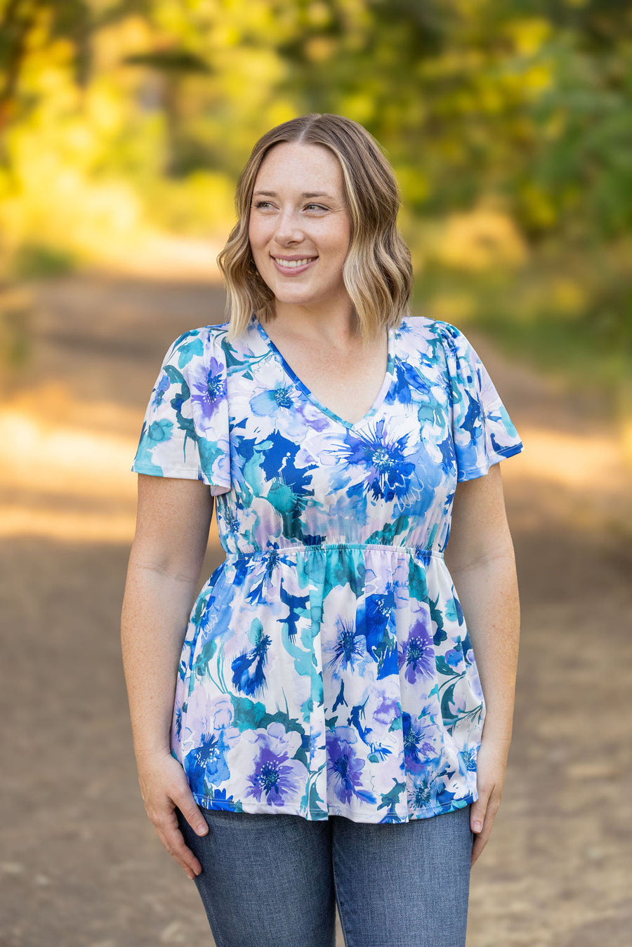 IN STOCK Emery Ruffle Top - Blue Floral | Women's Blouse FINAL SALE