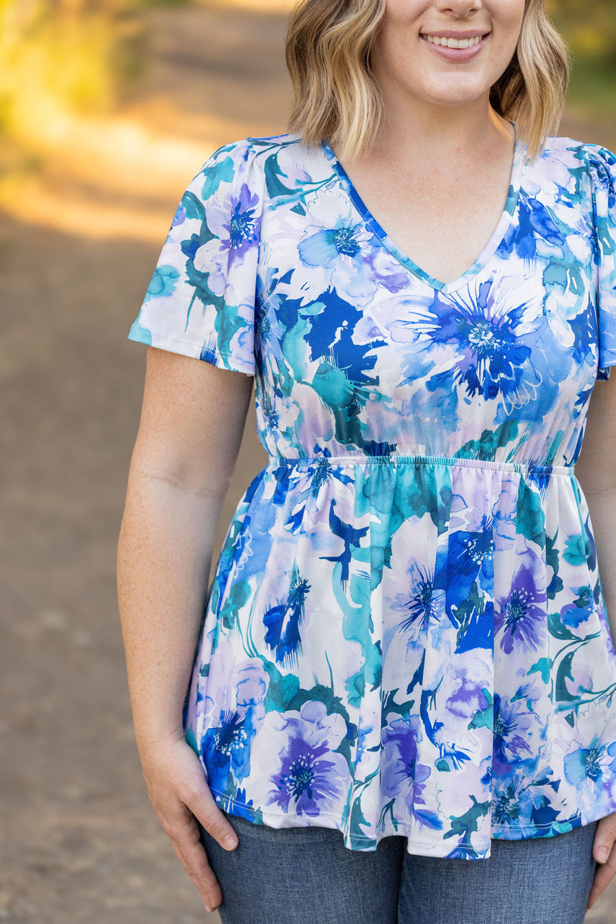 IN STOCK Emery Ruffle Top - Blue Floral | Women's Blouse FINAL SALE