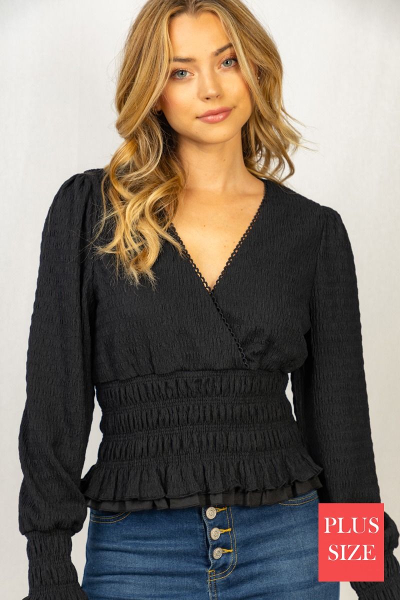 Peasant Style Blouse- Black