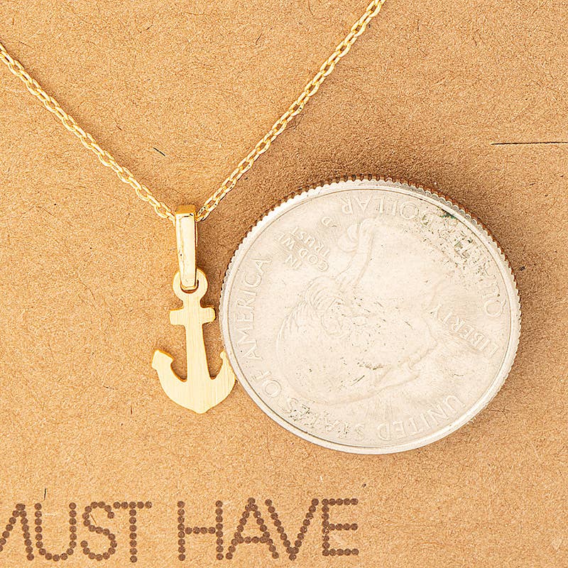 Dainty Anchor Pendant Necklace: Rose Gold