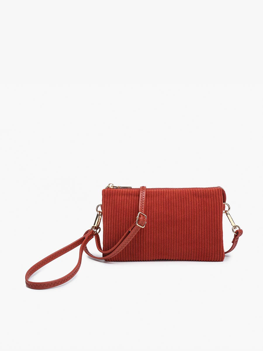 Riley Corduroy Crossbody/Wristlet: Brown