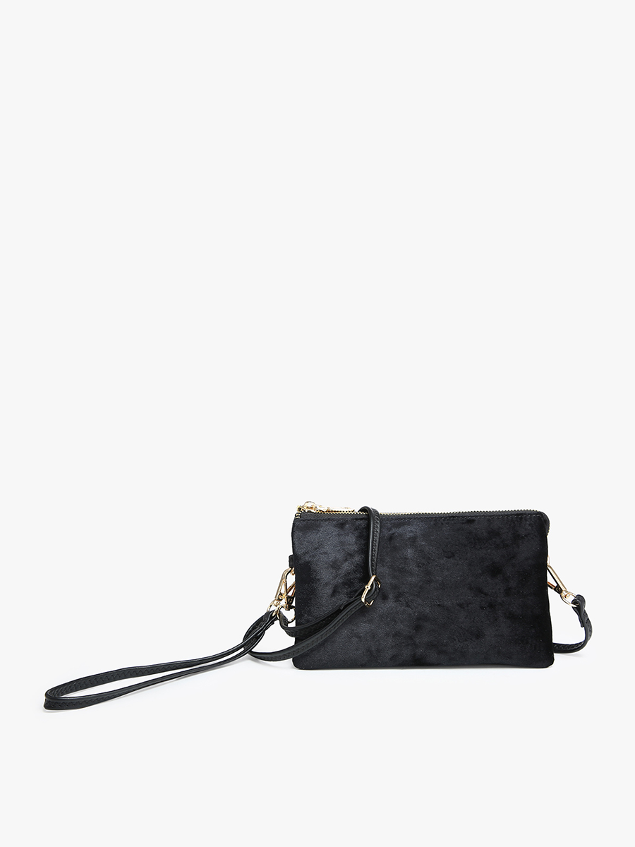 Riley Velvet Crossbody/Wristlet: Green