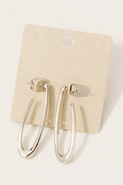 Metallic Long Thin Oval Hoop Earrings: Gold