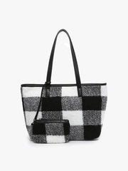 Goldie Sherpa Plaid Tote w/ Pouch