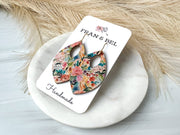 Watercolor Spring Floral Patterned Teardrop Earrings