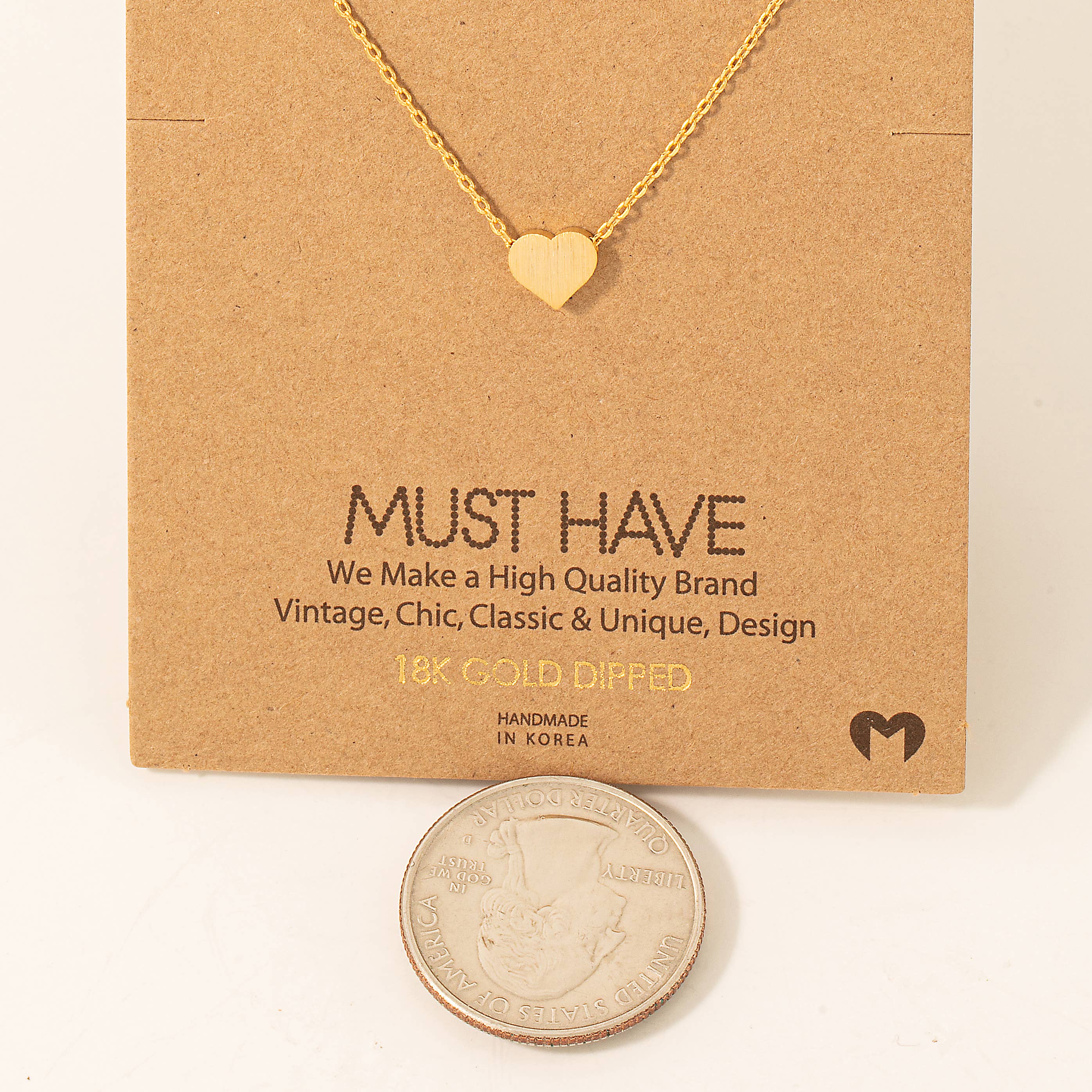 Dainty Heart Pendant Necklace: Gold