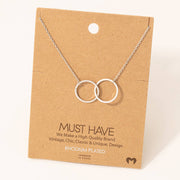 Metallic Dual Circle Pendant Necklace: Gold