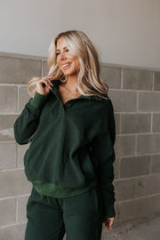 Never Better Button Top - Forest Green